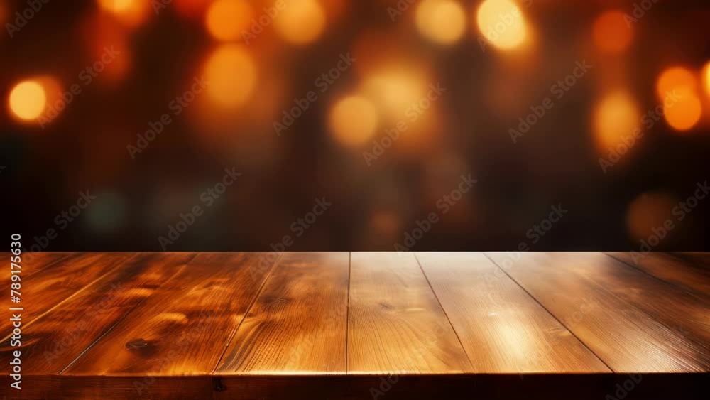 Poster a wooden table with a dark background and a blurry background