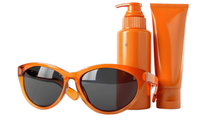 Sunglasses and sun block isolated on transparent background, PNG, Ai