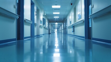 Obraz premium Hospital hallway interior view