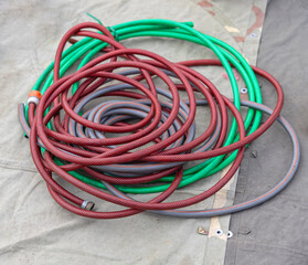 Three Long Rubber and Plastic Water Hose for Garden