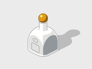 Bottle of tequila isometric vector illustration with shadow