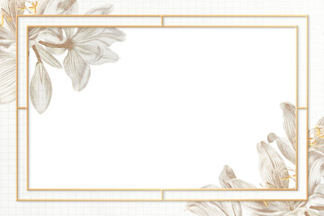 Vintage white lily flower frame design element
