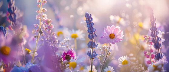 Lush purple flowers in a dreamy haze