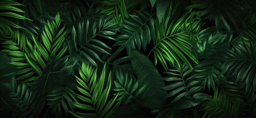 Fototapeta na wymiar Nature's lush green tropical leaves forming a vibrant backdrop.