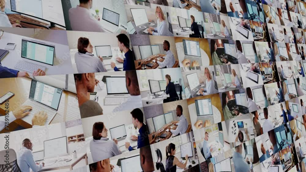 Poster invoice accounting software on computer