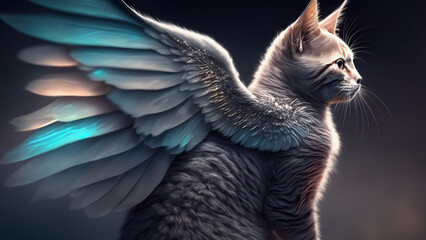 white cat with wings