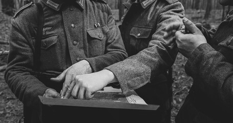 World War II German wehrmacht Soldier officer Commander Soldiers Of World War II Briefs, Showing Direction Of A Attack On Map.