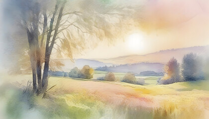 Obraz na płótnie Canvas Vintage pastel countryside landscape.