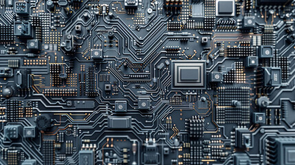 Fototapeta premium Close-up of intricate black circuit board patterns
