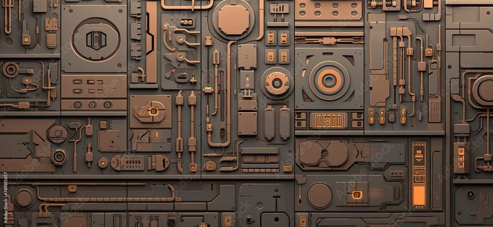 Poster detailed technical sci-fi electronics background..sci-fi inspired detailed electronic circuitry back