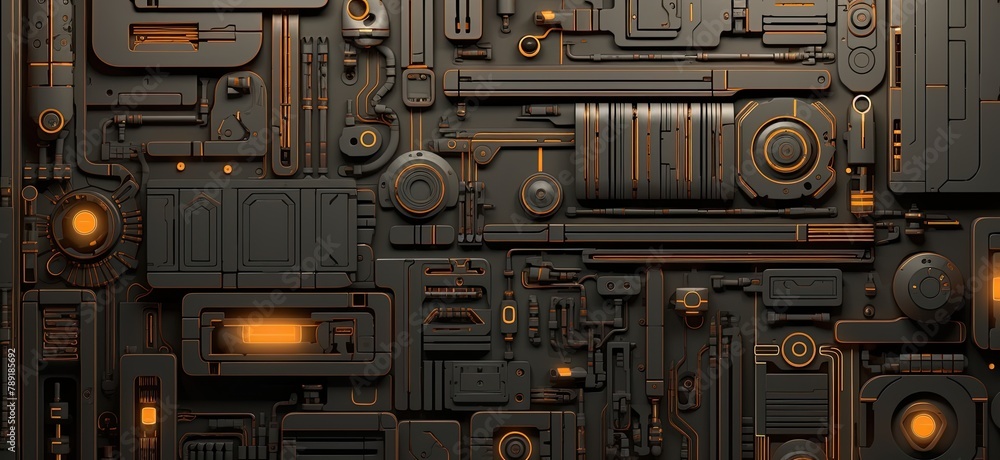 Poster detailed technical sci-fi electronics background..sci-fi inspired detailed electronic circuitry back