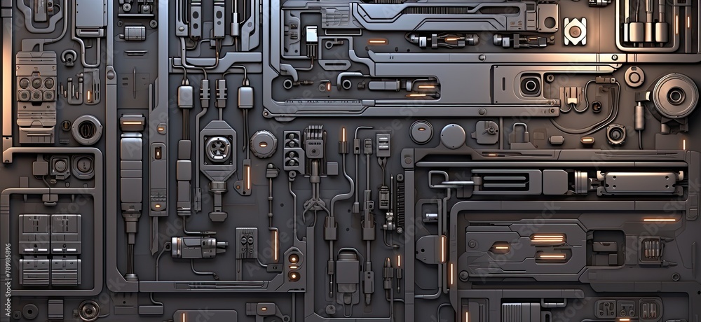 Poster detailed technical sci-fi electronics background..sci-fi inspired detailed electronic circuitry back