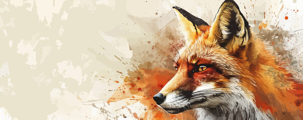 fox, in watercolor style vector illustration