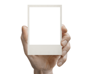 polaroid card blank in a hand on the png backgrounds