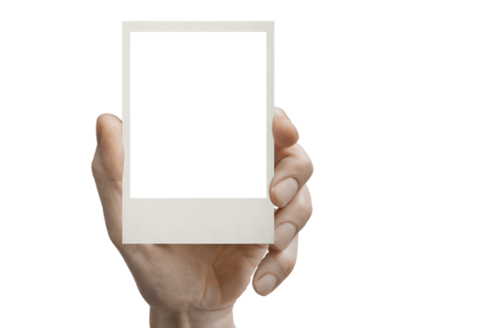 polaroid card blank in a hand on the png backgrounds - Powered by Adobe