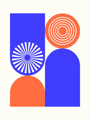Bauhaus geometric pattern background, vector abstract shapes. modern poster in geometric style. Isolated on a white background