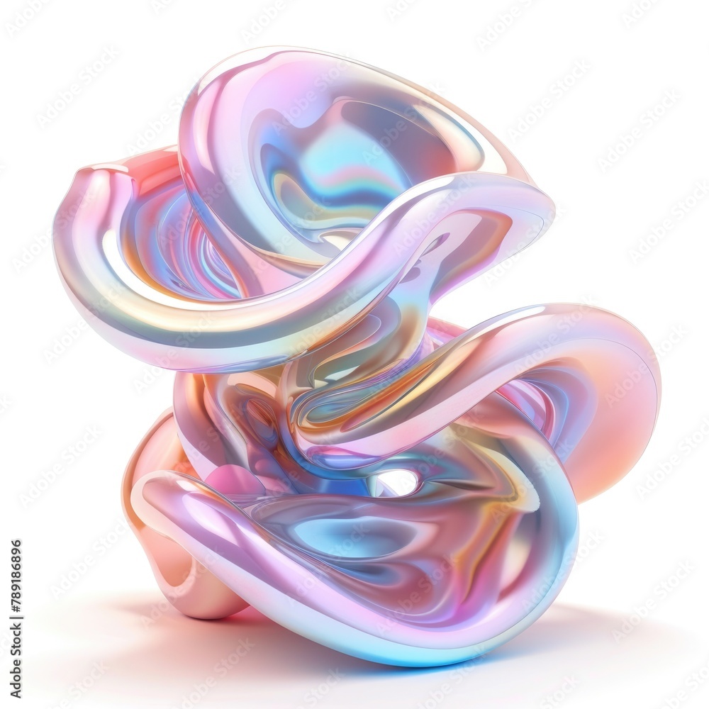 Poster a digitally created abstract swirl with a soft pastel color palette
