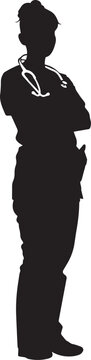 black silhouette doctor with stethoscope clip art preview