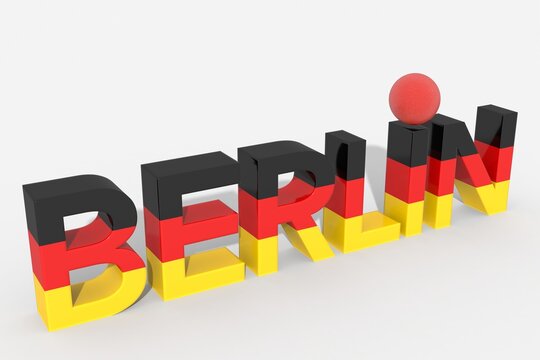 Testo 3D BERLIN con colori della bandiera della Germania