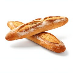 two baguette with a white background