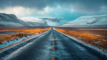 Island mit Bergen, Iceland