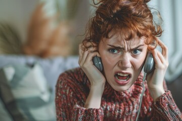 Angry Woman at Home, Frustrated with Client on Phone Call