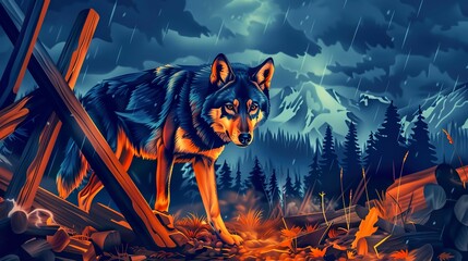 Reviving Wolf Pack Untamed beacon of forests - obrazy, fototapety, plakaty