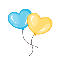 Heart balloons isolated on white background. Air balloons for Birthday parties, celebrate anniversary, weddings festive season decorations. Helium vector balloon illustration.