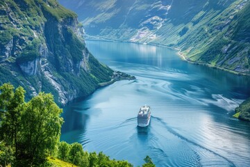 Beautiful Summer Landscape - Tourists Enjoying Nature and Water 