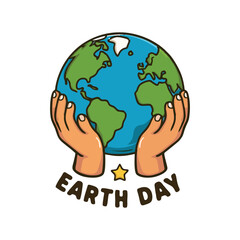 earth day vector illustration of both hands holding the earth. vector template for card, poster, banner, flyer.