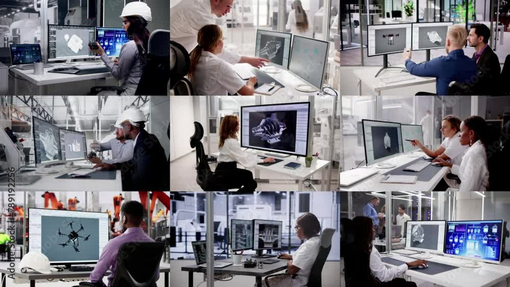 Fototapete engineer doing 3d cad model design on computer