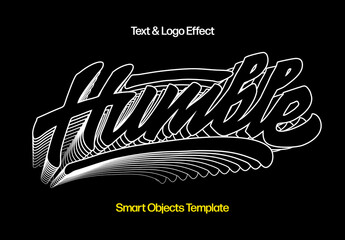 Outline Retro Text And Logo Effect Mockup - obrazy, fototapety, plakaty