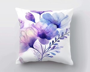 Comfortable Watercolor Pillow for Interior Design in Bedchamber: Shape and Illustration