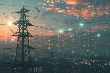 A conceptual rendering of a smart grid system