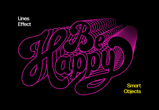 Pink Lines Retro Text And Logo Effect Mockup