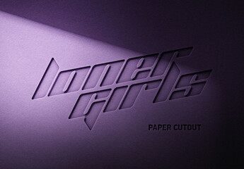 Purple Paper Cutout Logo Mockup - obrazy, fototapety, plakaty