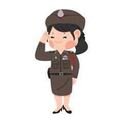 Cartoon character of Thai police woman