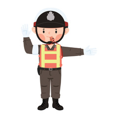 Cute Cartoon character of Thai police  wearing helmet