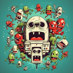 Retro Space Invaders: Classic arcade game characters invading the shirt
