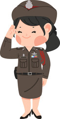 Cartoon character of Thai police woman