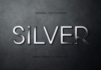 Silver Steel Text Effect Mockup - obrazy, fototapety, plakaty