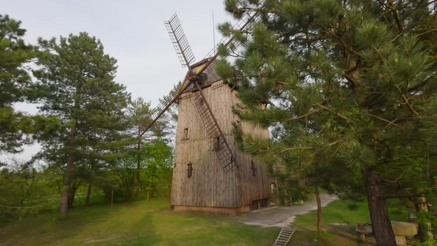 Old Windmill At Miecmierz With Pine Trees At Kazimierz Dolny, Poland. - wide shot