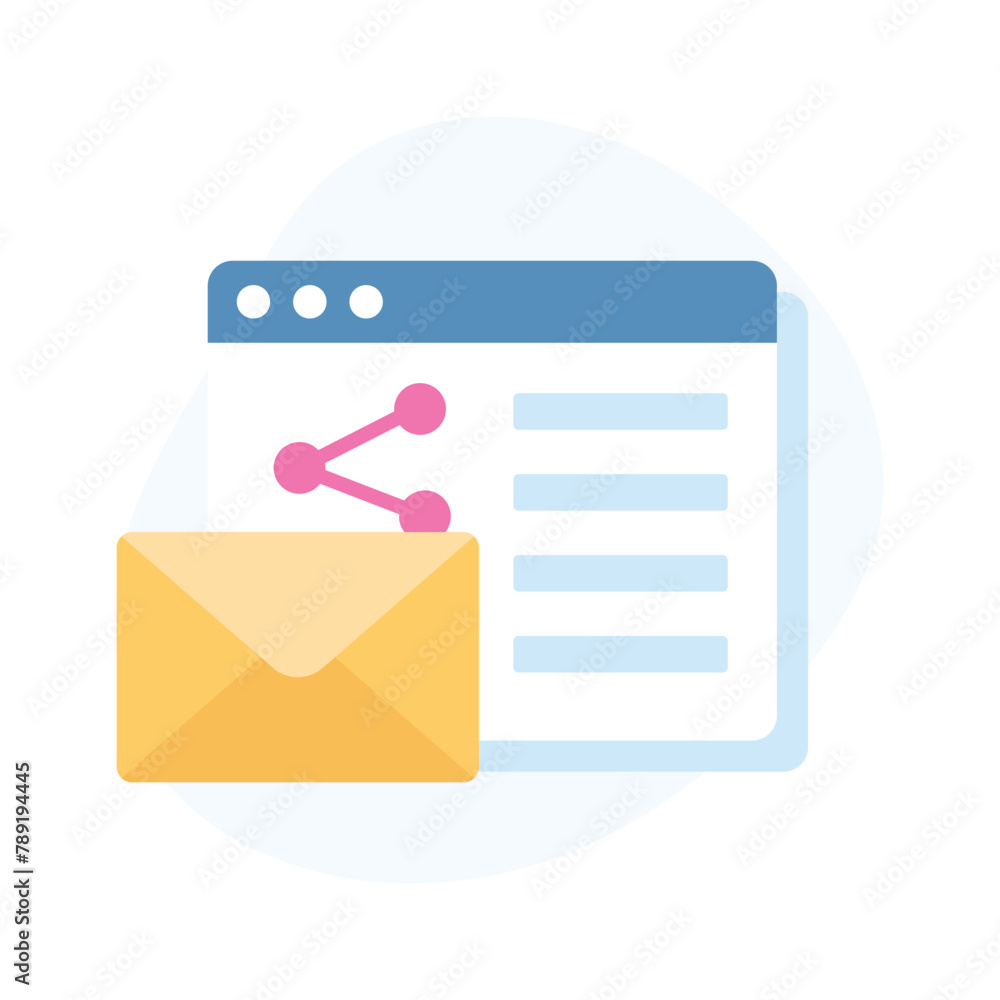 Wall mural envelope on website is showing mailing flat concept, editable vector