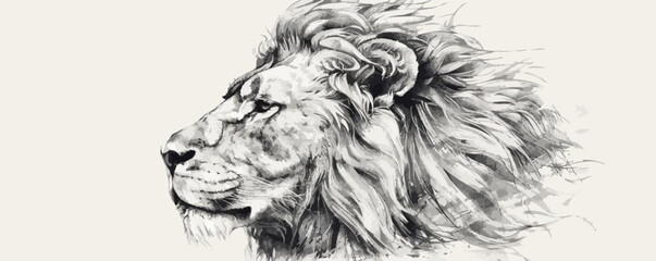lion Engraving style. Simple pencil drawing vector