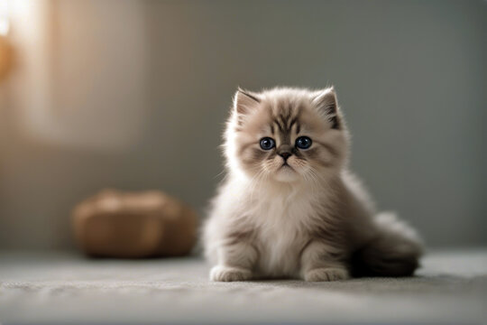 seal colourpoint persian frontal Cute kitten sitting colours young background fluffy animal long hair point blue pedigree portrait little beautiful look white