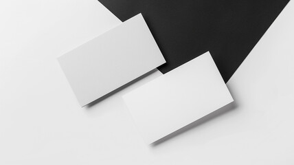 white and black blank business card mockup on white background, Mock up template for design presentation and branding