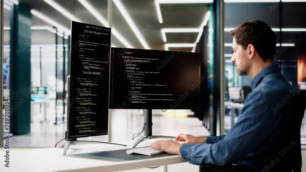 Fototapete Web Developer Looking At Code