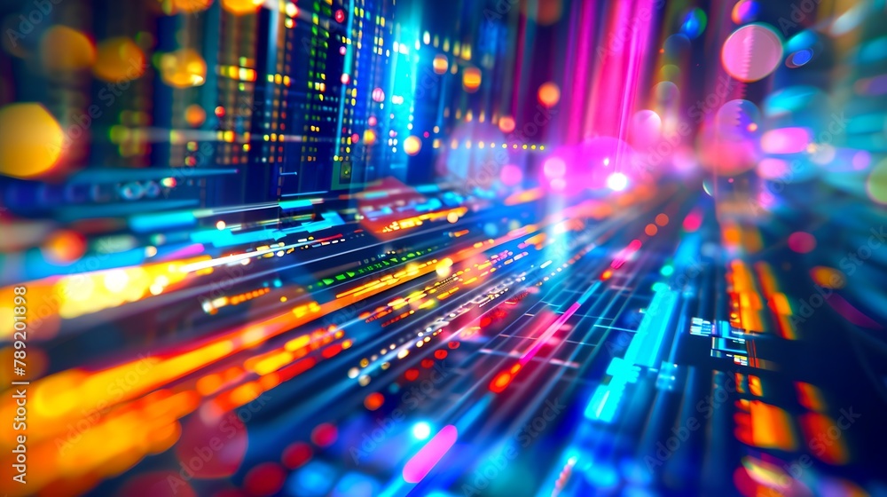 Aufkleber abstract vibrant data stream visualization. futuristic technology concept. high-speed information tr