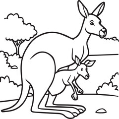 Kangaroo coloring pages. Kangaroo animal outline for coloring book