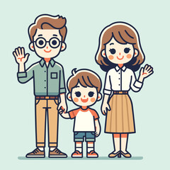 illustration of a family with a child standing in greeting